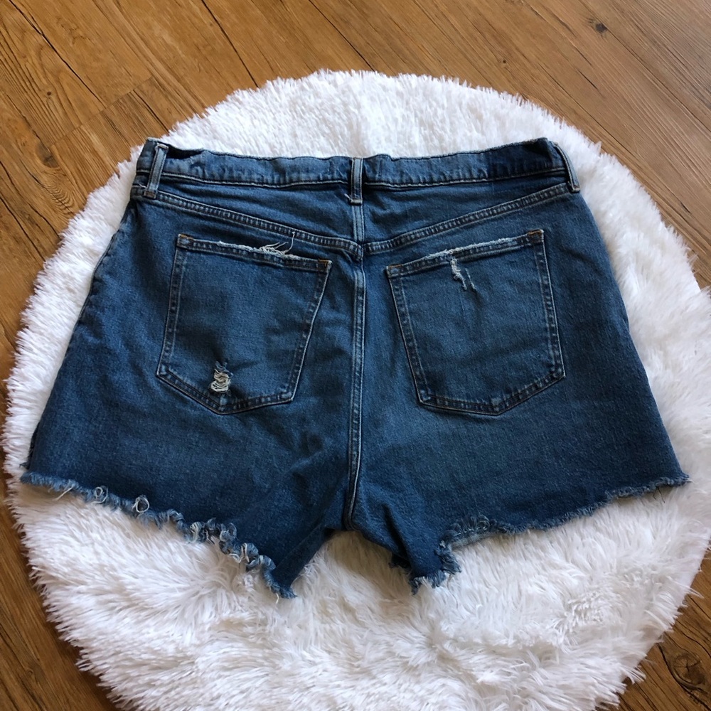 Abercrombie & Fitch Dark Blue Denim Frayed/Distressed Shorts - Picture 6 of 9